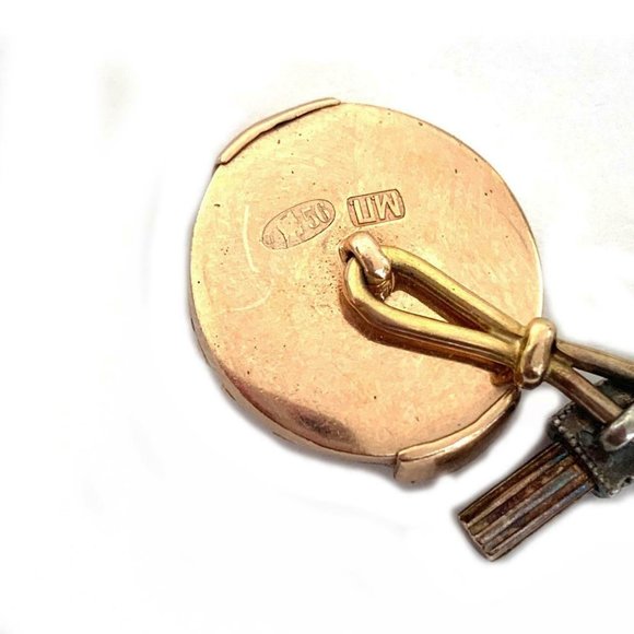 Old Russian Ruby Enamel 18kRose Gold Cufflinks - Picture 3 of 4